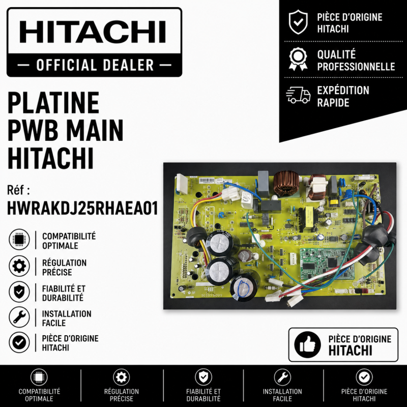 PLATINE PWB MAIN HITACHI Réf : HWRAKDJ25RHAEA01