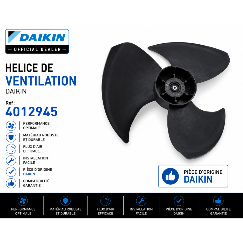 HELICE DE VENTILATION R03019033393 DAIKIN Ref: 4012945