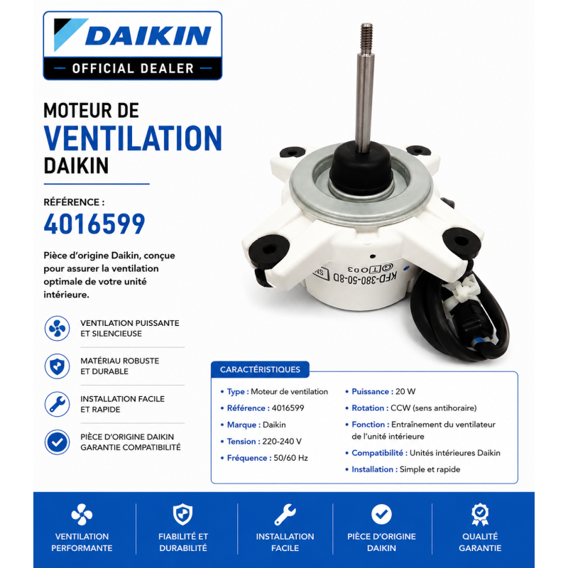 MOTEUR VENTIL KFD 380 50 8D 53W DAIKIN Ref: 4016599