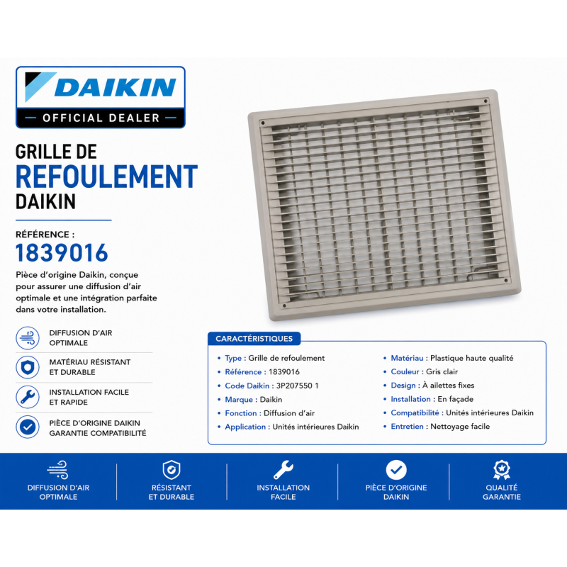 grille daikin pièce détachée