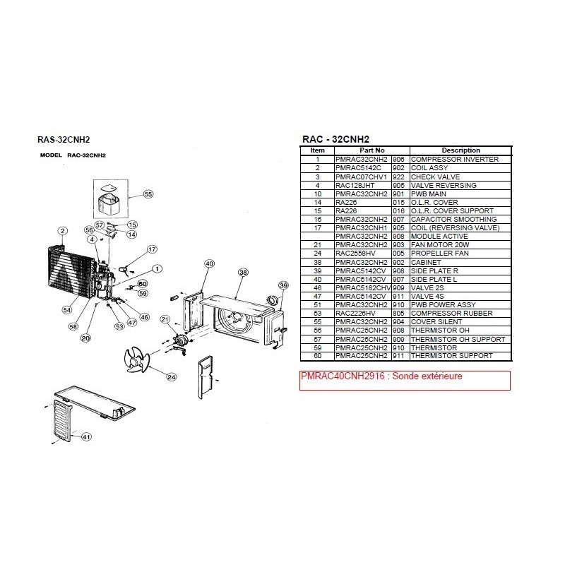 Carte electronique hitachi PMRAC32CNH2910