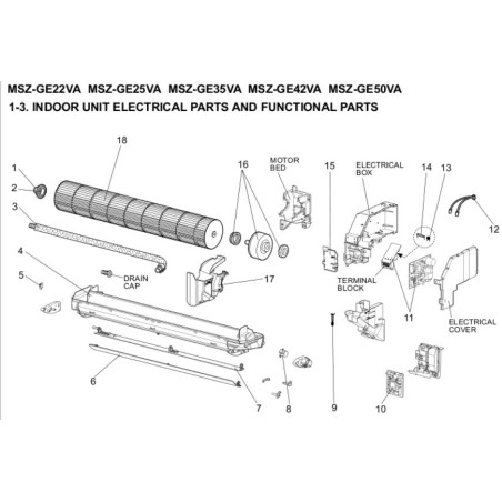Moteur de balayage climatisation mitsubishi mfzka25va mfzka35va mfzka50va