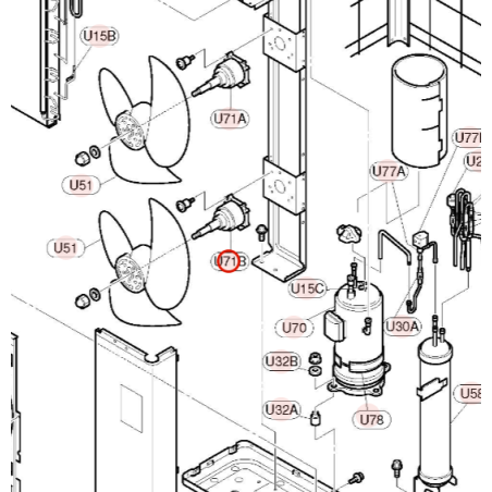 Moteur ventilateur extérieur  bas HITACHI réf:P24386
