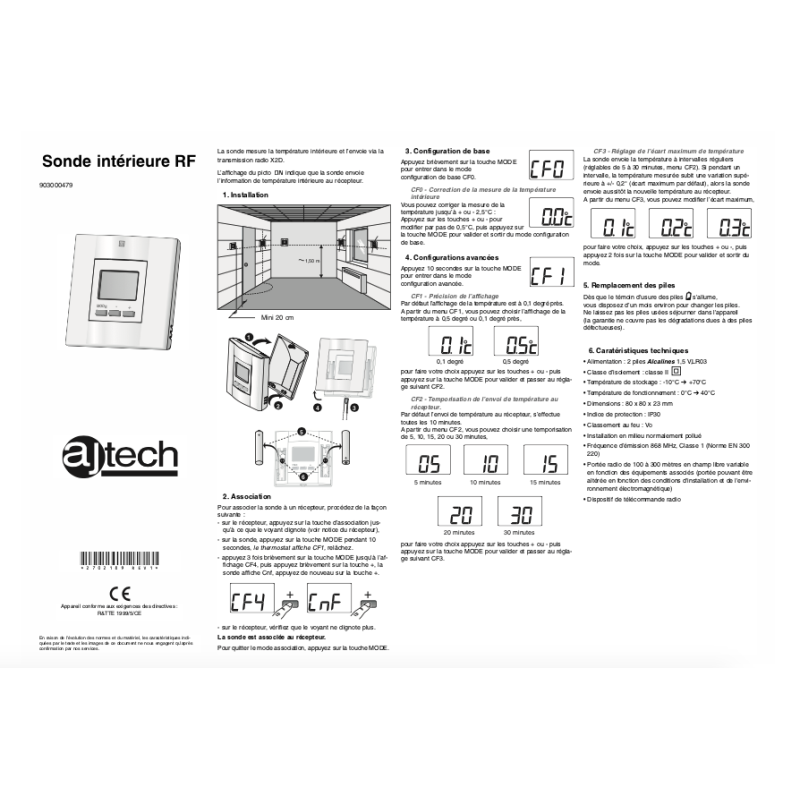 THERMOSTAT  RF  AJTECH Réf: 903000479