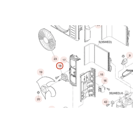 MOTEUR DE VENTILATION HITACHI  Réf: HWRAC50WEDA10