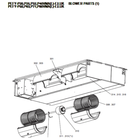 MOTEUR DE VENTILATION GAINABLE MITSUBISHI Réf:S70E15220